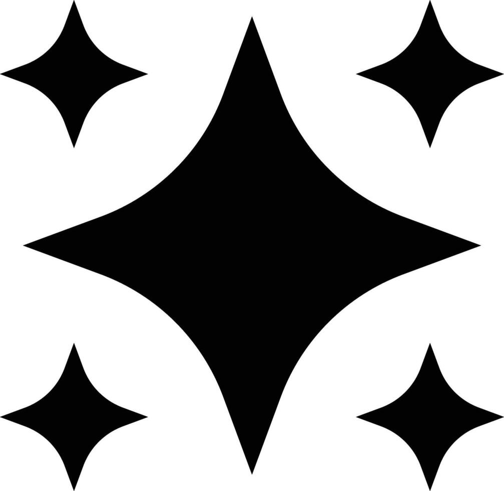 A large central black starburst shape surrounded by four smaller black starburst shapes on a transparent background isolated on transparent background vector
