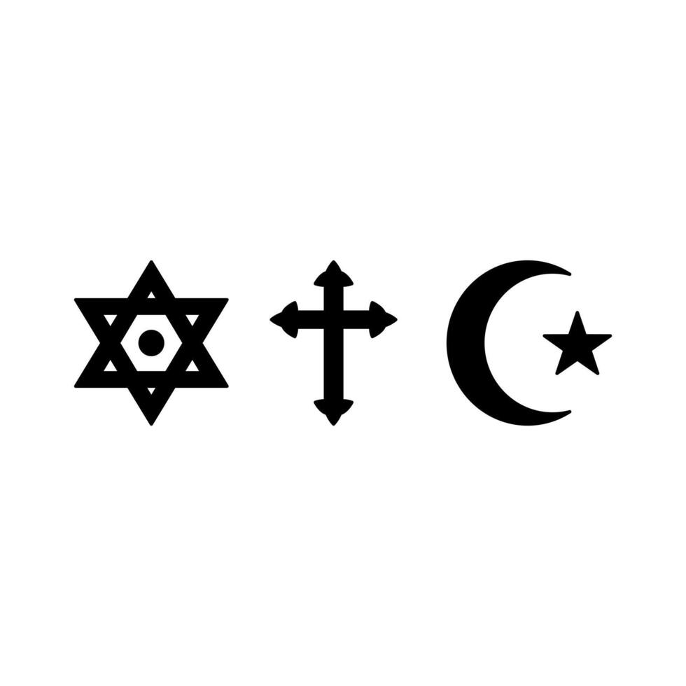 monotheistic abrahamic religions symbols illustration vector