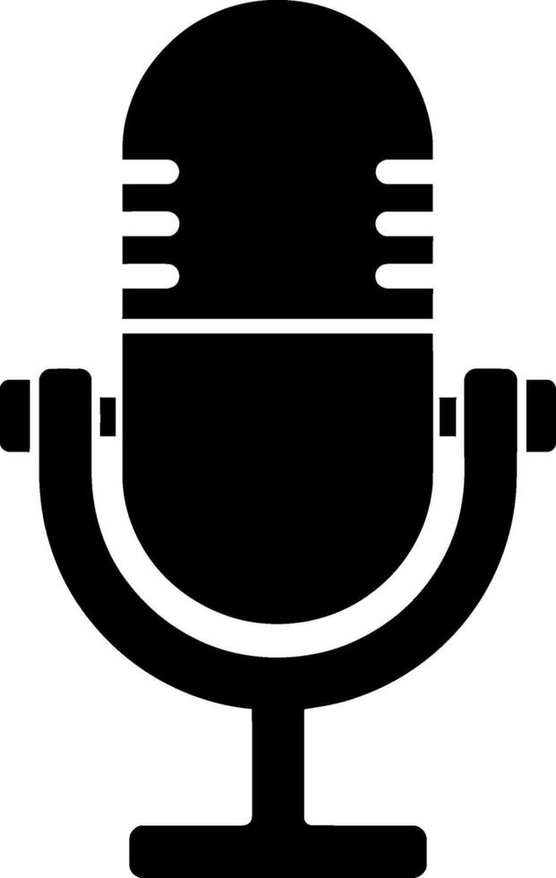 Classic black microphone icon with a vintage style isolated on white background. vector