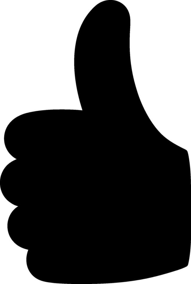 Black thumbs up icon showing approval and agreement isolated on white background. vector