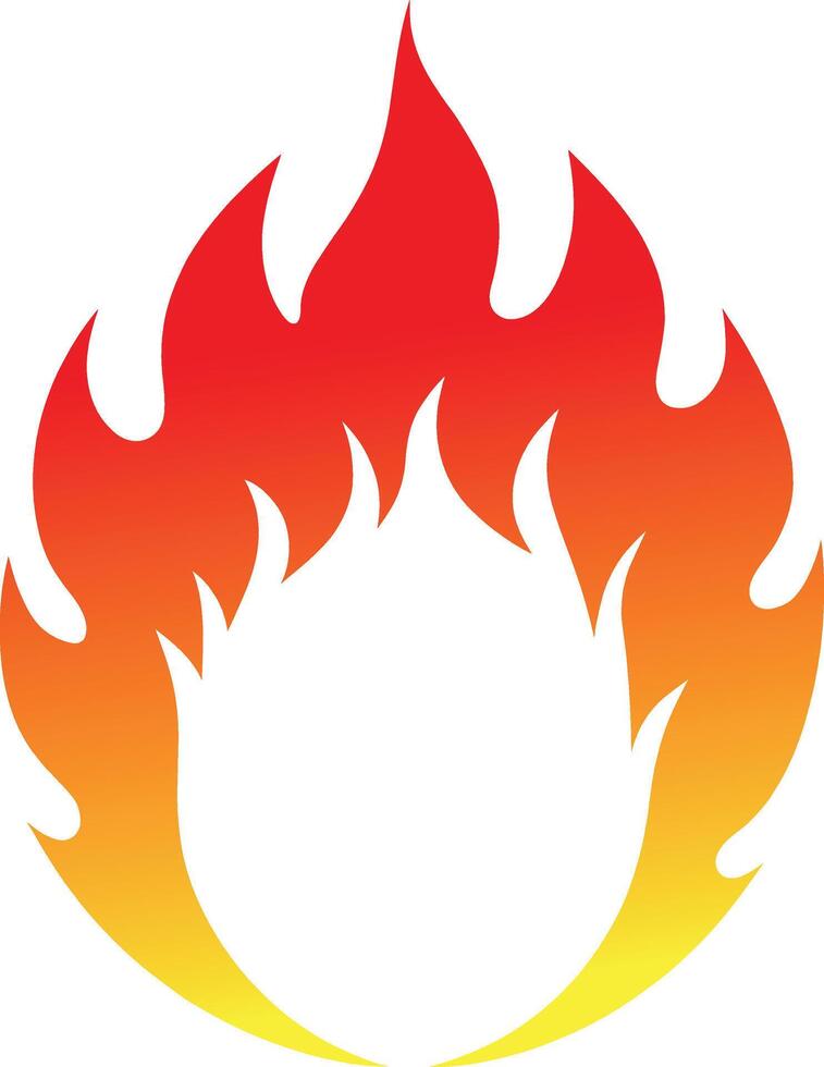 Stylized red and orange flame icon isolated on white background vector