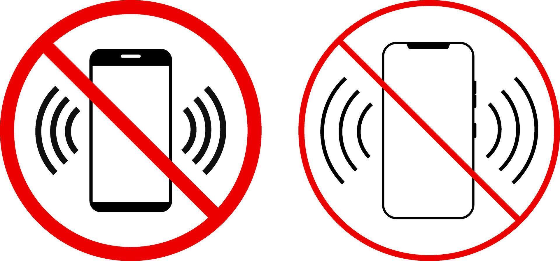 No ringing phones sign. smartphone icon in a red prohibited circle. Cellphone with prohibition sign. Mobile turn off symbol vector