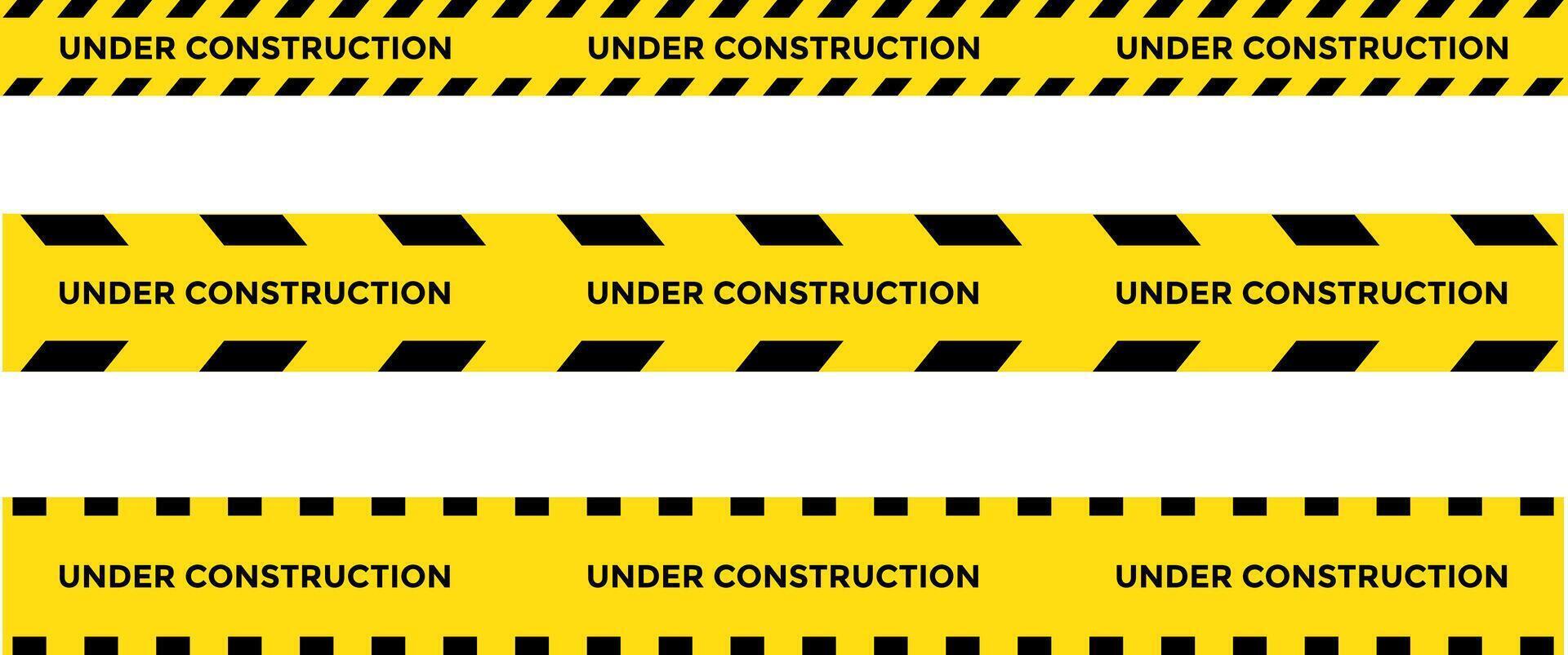 under construction tape warning banner. Diagonal Black and Yellow Striped Warning. Security Caution Tape Set. Yellow Warning Ribbons. Abstract Stripes for Police. vector