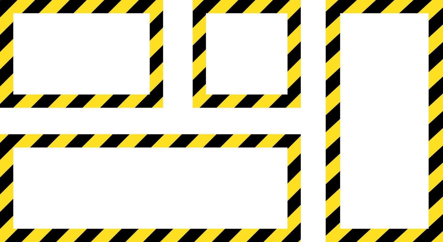 Yellow and black caution warning tape frame. roadwork construction. designed for industrial safety. Caution tape border and safety stripe. Hazardous warning tape sets vector