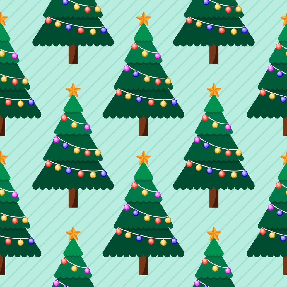 Festive christmas tree pattern repeat design vector