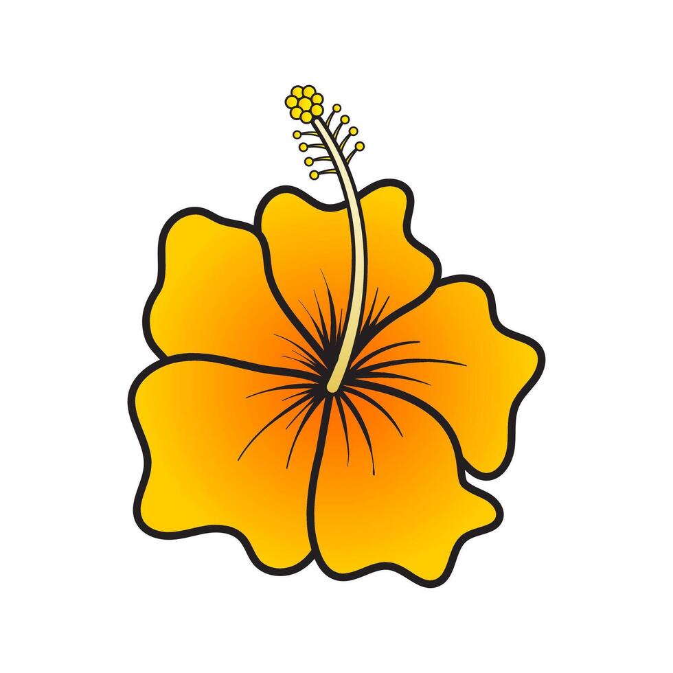 Golden hibiscus flower bloom illustration vector
