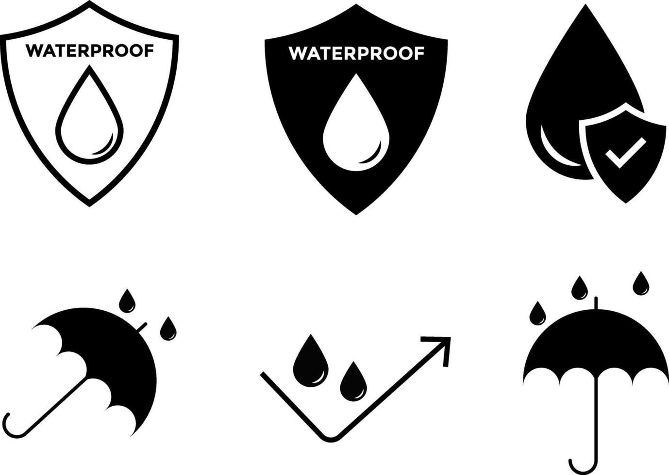 Waterproof icons. Water resistant symbol. Material Protective from Water. liquid protection vector