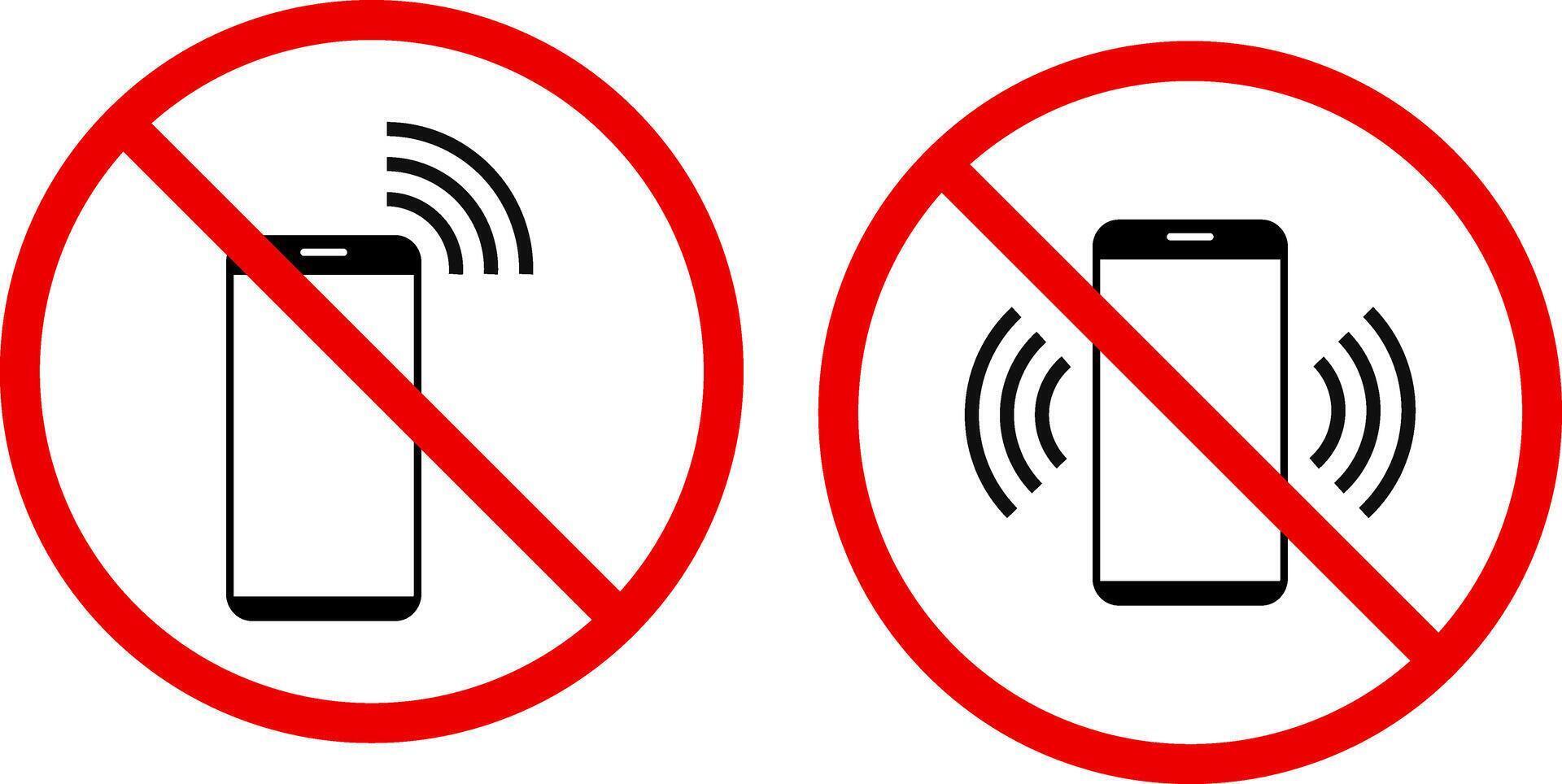 No ringing phones sign. smartphone icon in a red prohibited circle. Cellphone with prohibition sign. Mobile turn off symbol. vector