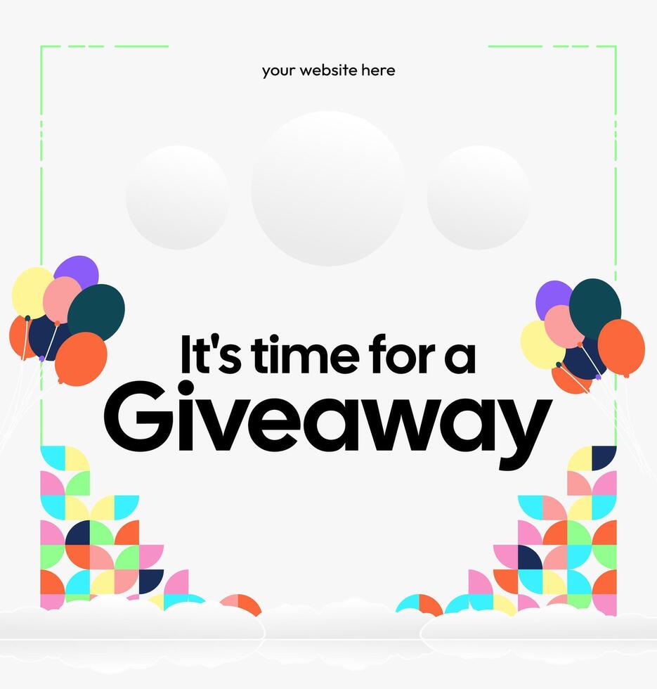 A square social media visual design with a giveaway announcement theme, with a combination of smooth geometric shapes, brings an elegant and flexible feel vector