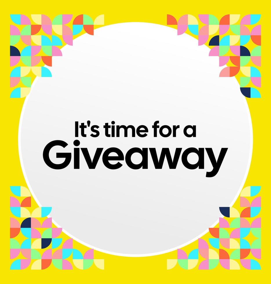 A modular square template for giveaway announcements, relying on geometric visual rhythm and solid colors to create a bold statement. vector