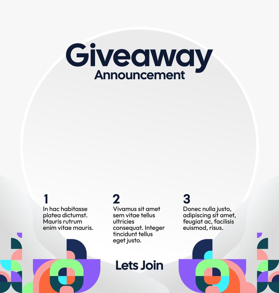 Celebrate customer loyalty with a professionally designed and clean giveaway announcement. Visuals are perfect for serious and trusted brands. Clean design for customer giveaways vector