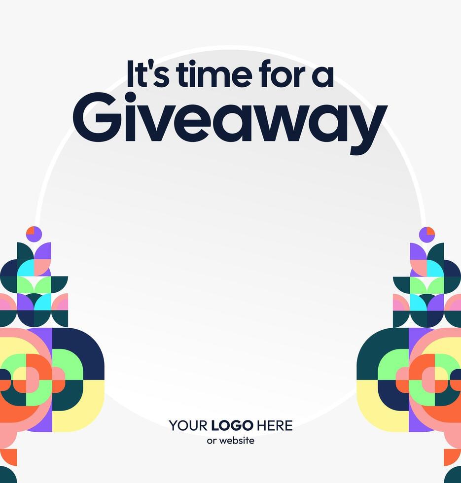 Design for premium product giveaway announcements. Formal geometric structures create an exclusive look on social media. An exclusive look for giveaway prizes vector