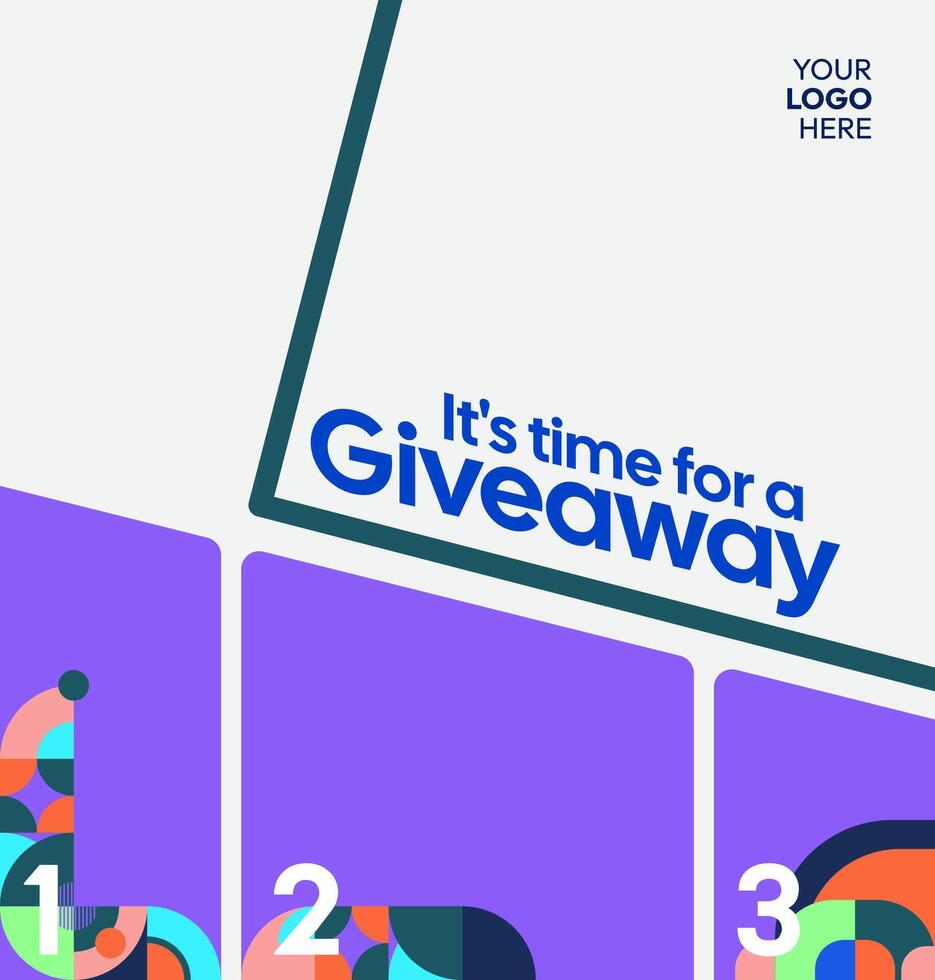 Template Announcement of Bright and Fun Giveaway winners with geometric designs, suitable for attracting attention on social media vector