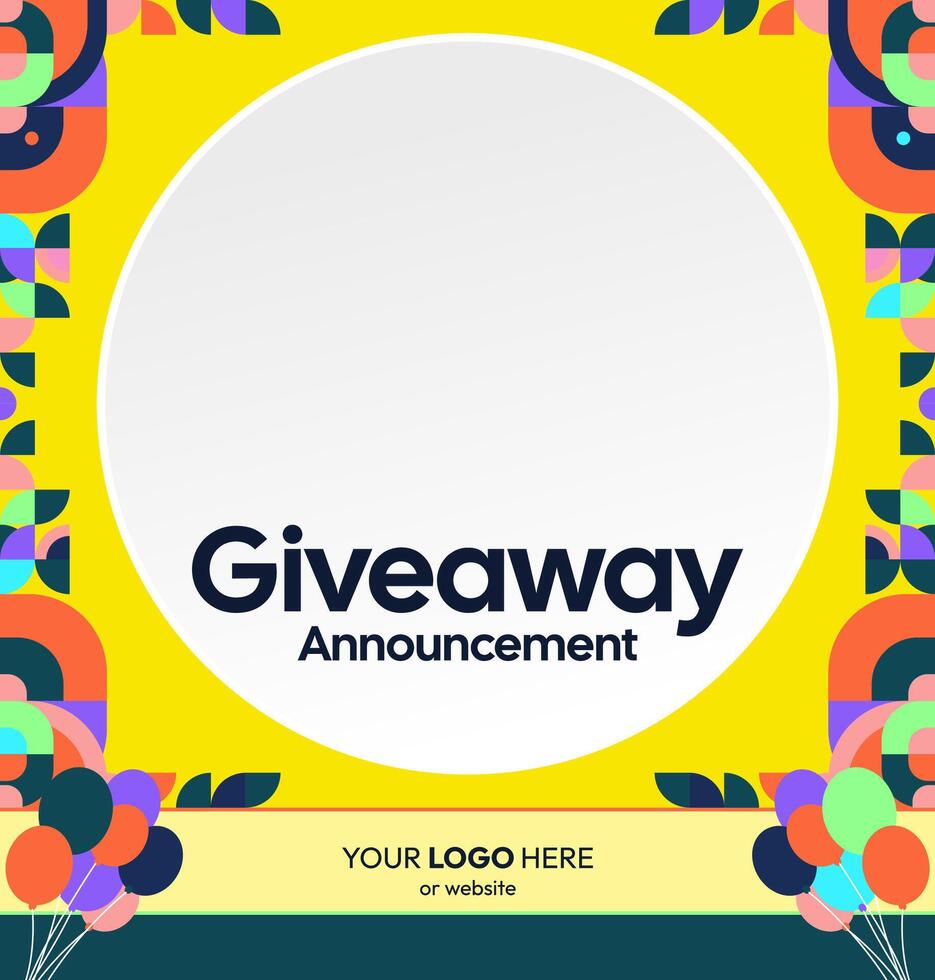 A fun giveaway prize announcement with a bright background and freeform shapes. Perfect for light promotions and reaching out to a young audience. A lighthearted visual for a giveaway announcement vector