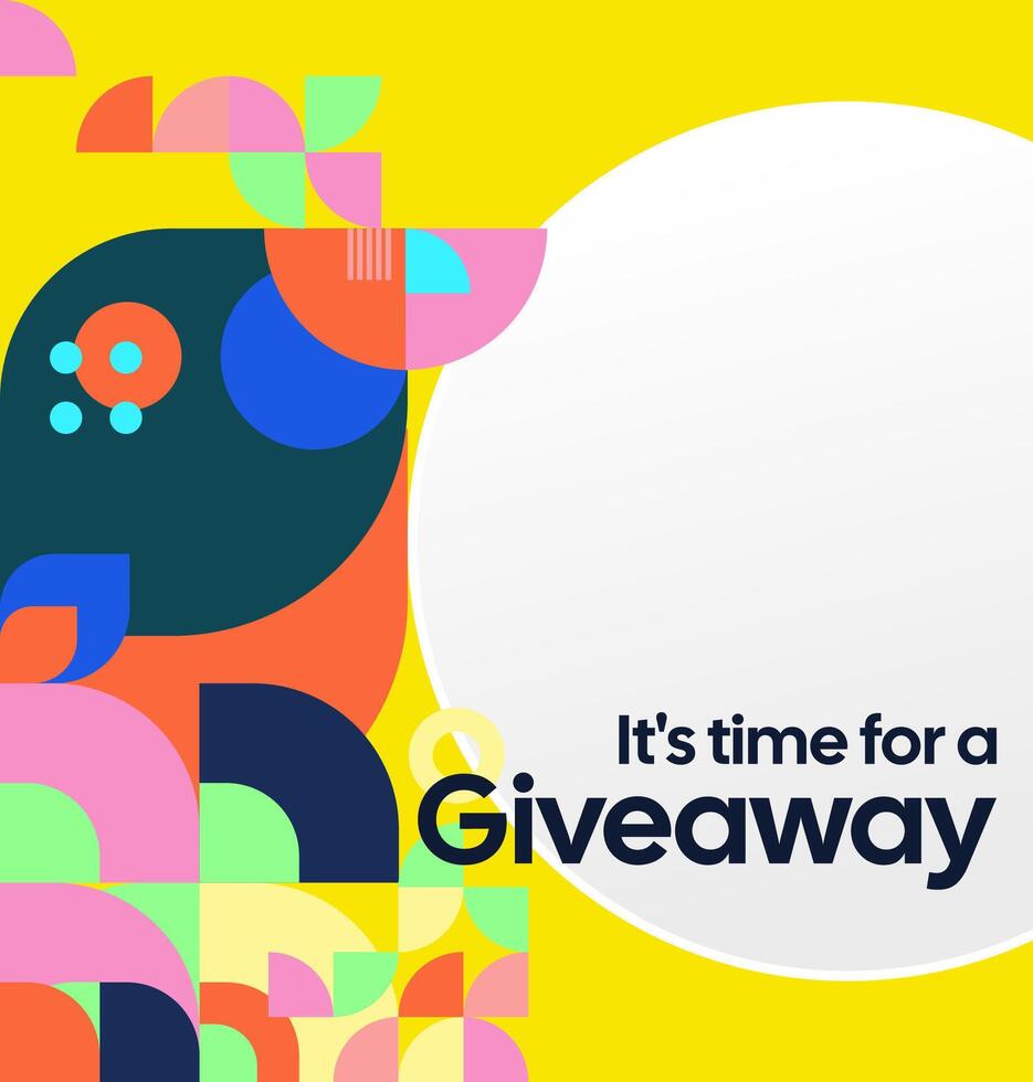 Use this visual to formally announce giveaway winners. The geometric composition and cheerful colors create a fun look vector