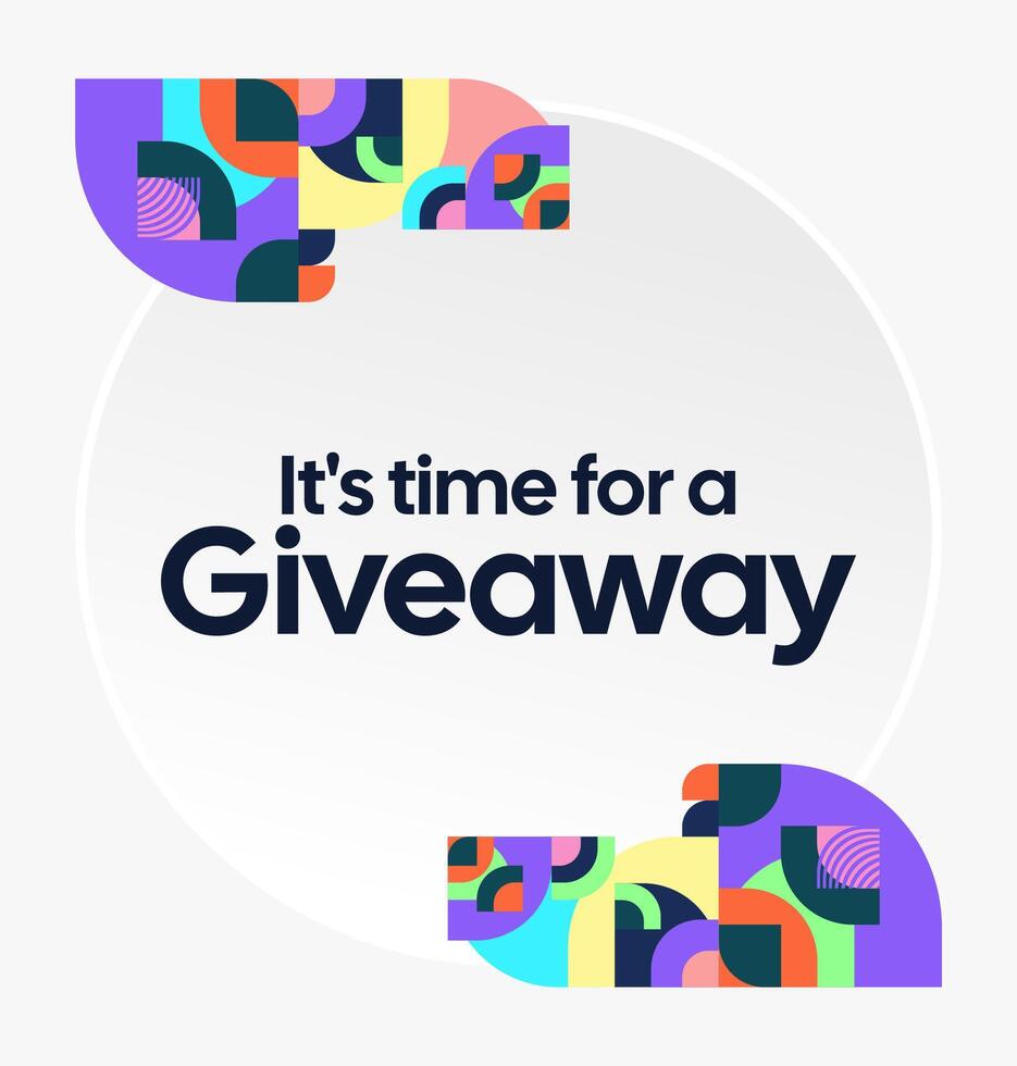 The giveaway announcement looks simple yet attractive with a minimalist layout and light visual elements. Ideal for tech and startup brands. A minimalist design for a giveaway announcement. vector