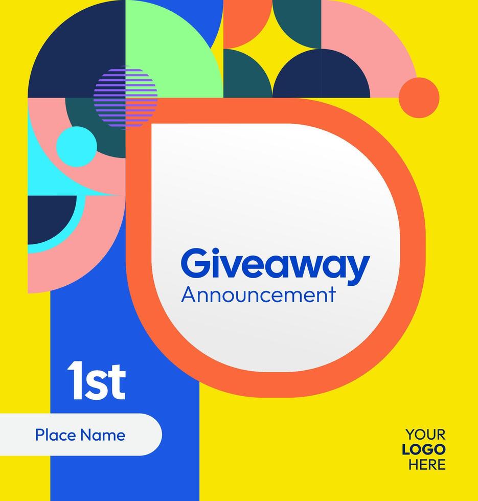 Perfect for business contests, this vibrant post template helps announce winners clearly and stylishly. Modern giveaway winner layout. vector