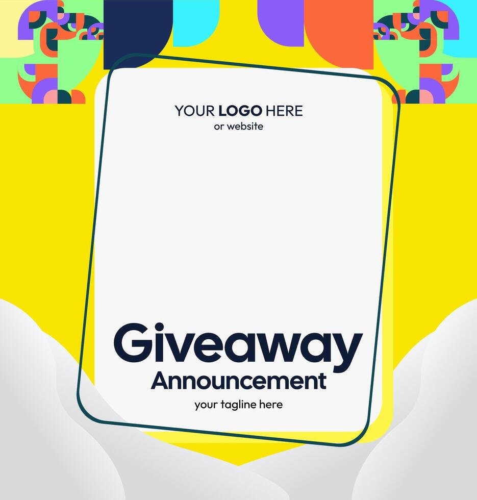 Professional social media template with clean geometric art, ideal for formal brand giveaway winner announcements. Clean geometric design for giveaways vector