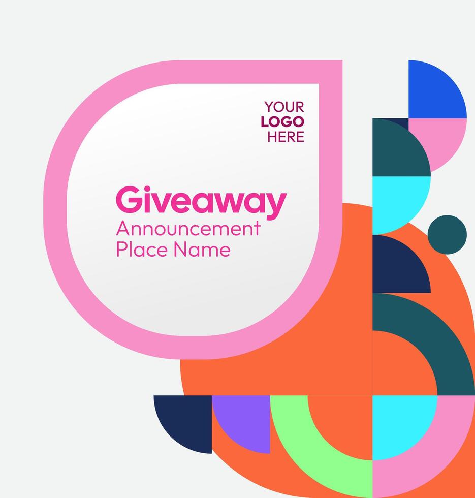 Social media post template to announce giveaway winners with a lively, professional, and colorful style vector