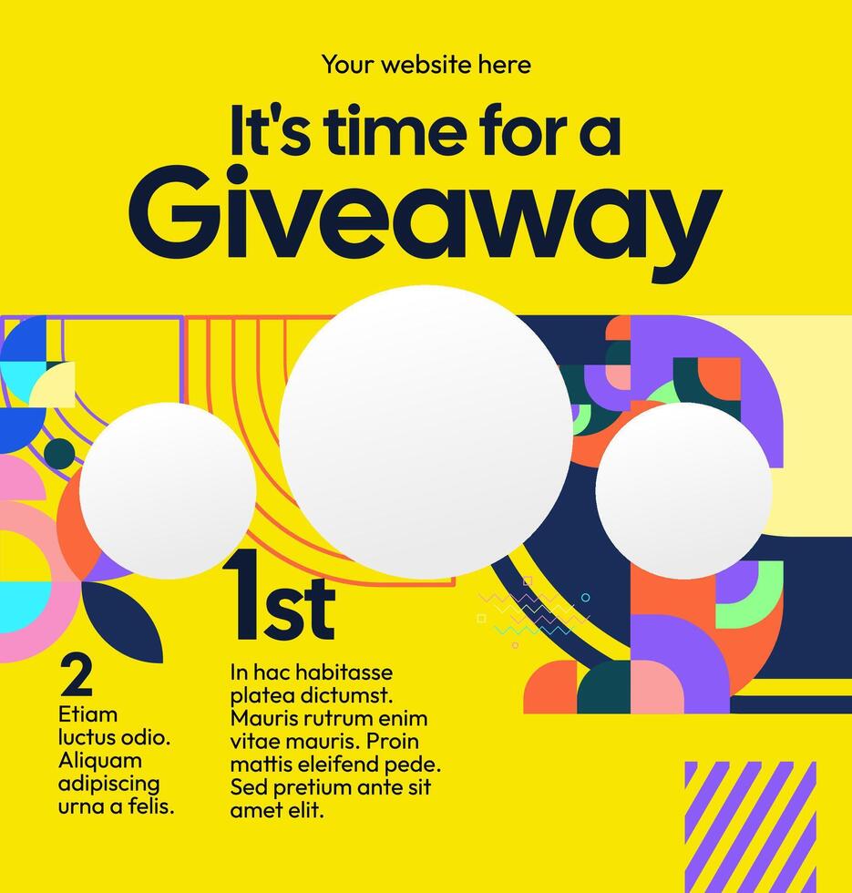 Deliver your giveaway announcement professionally. This design offers a clean and bold look that conveys trust. A bold design for giveaway prizes vector