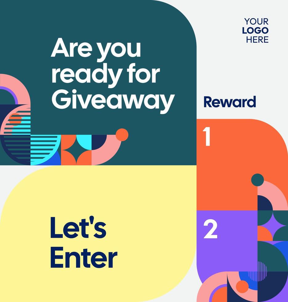 Eye-catching giveaway winner post template design vector