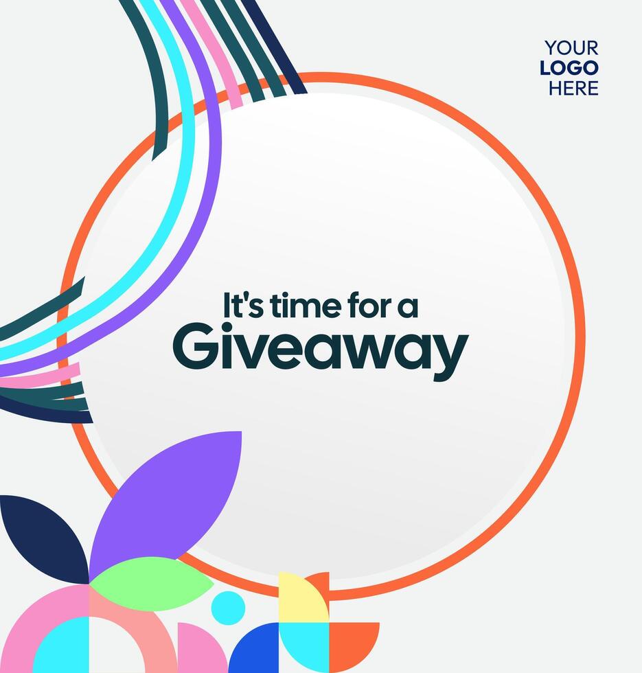 Bright and bold template to announce giveaway winners and boost your brand presence online. Bright giveaway template design vector