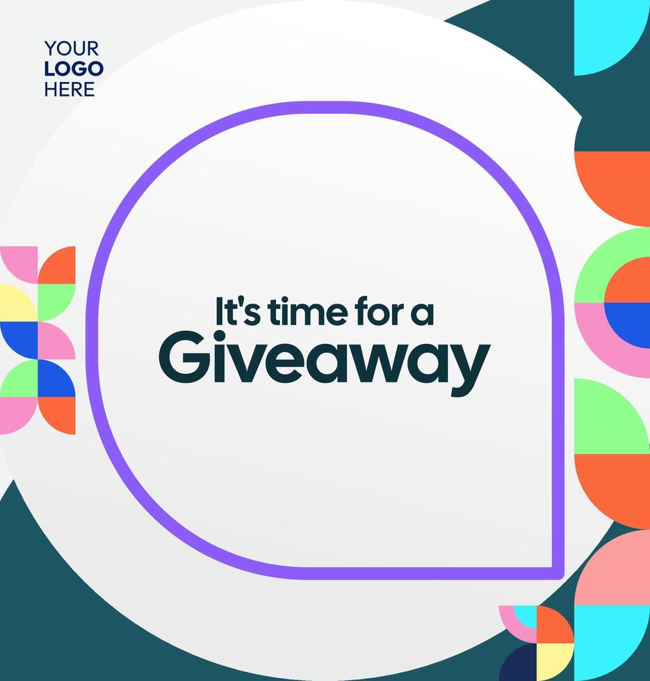 Simple yet festive post layout for announcing giveaway winners and attracting social interaction. Giveaway templates with geometric art vector