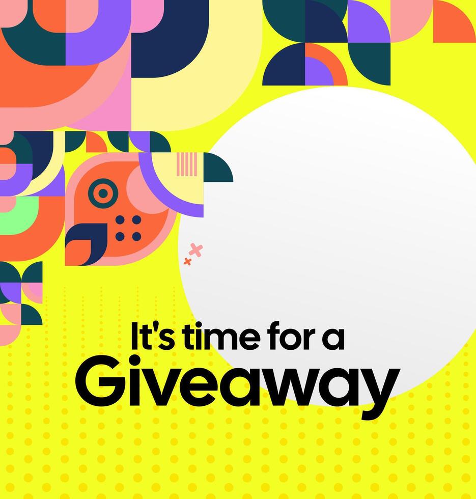 Social media template featuring abstract geometric shapes and bright background to announce giveaway winners in an attractive and professional way. Giveaway announcement with abstract style vector
