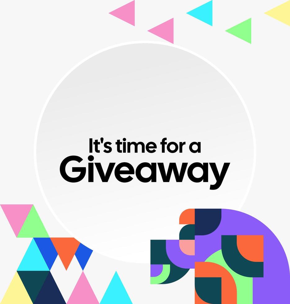 Bright and eye-catching design for giveaway content. Modern template with geometric art vector