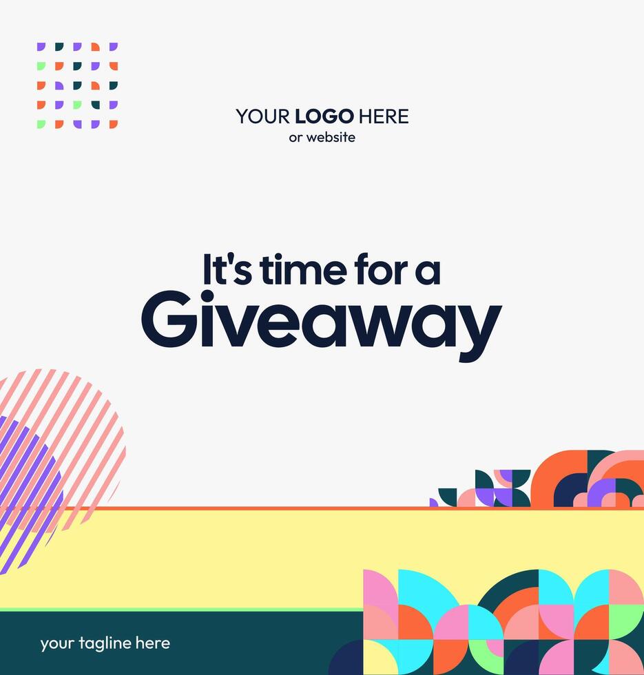 A square template with a minimal approach for a giveaway prize announcement. Neutral colors and clean geometric shapes focus attention on the message. vector