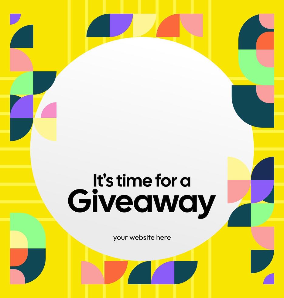 A fun social media template for givingaway winner announcements. Bright colors create a positive and interactive atmosphere. Interactive and cheerful visuals for giveaways. vector
