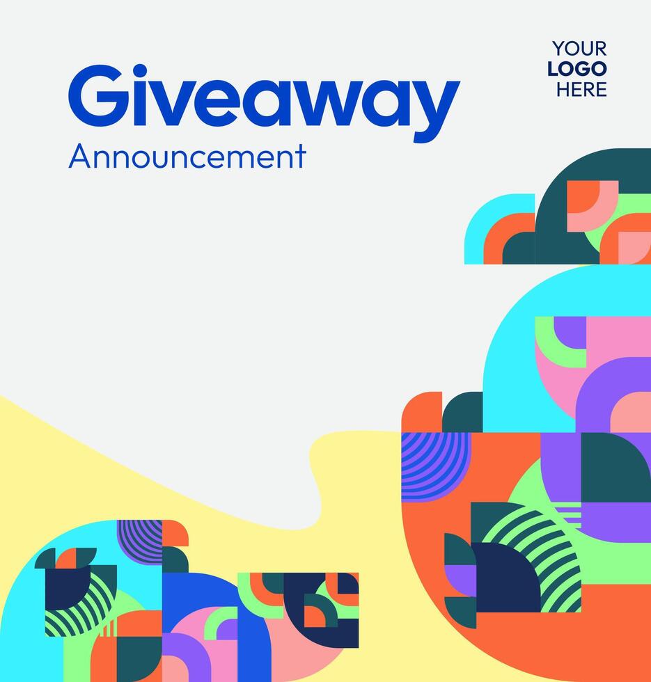 Social template with playful geometric design for announcing giveaway winners professionally vector
