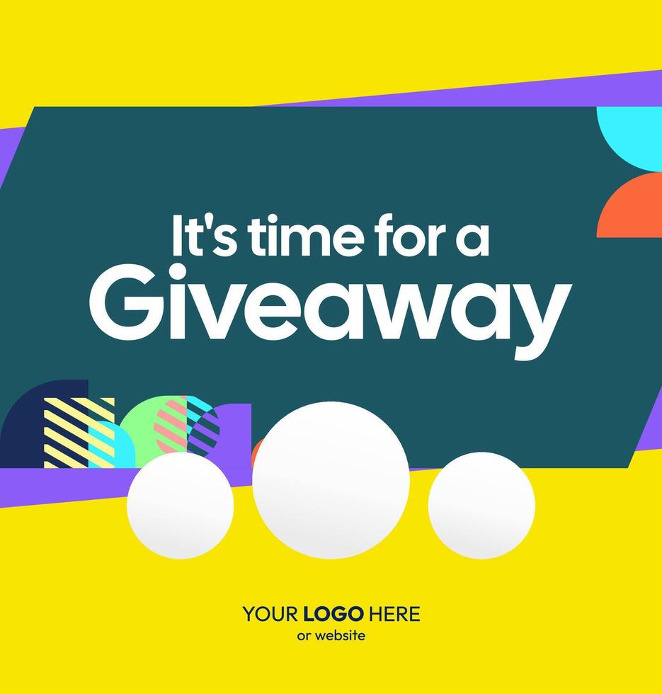 Custom giveaway winner post template with colorful accents, designed to draw attention online vector