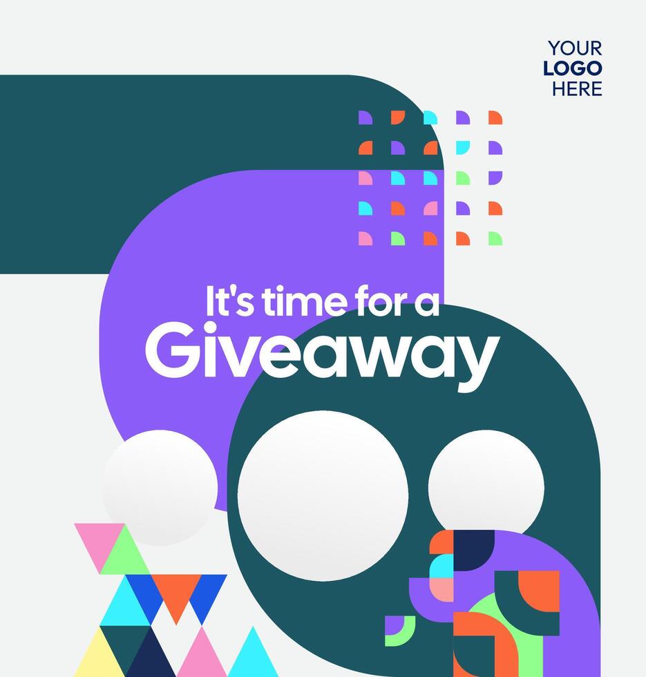 Modern and celebratory layout for contest giveaway winner announcements. Perfect for branded social campaigns vector