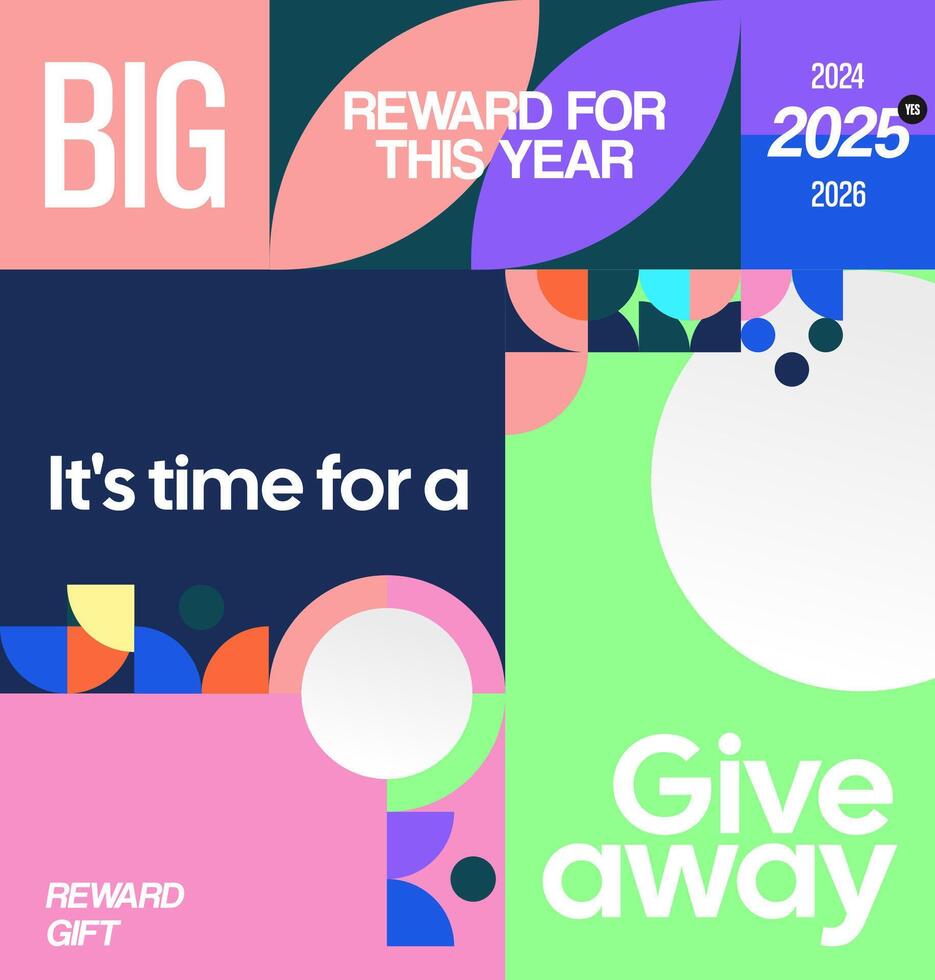 Ideal for formal brand promotions, this design combines clean lines and geometric shapes for a giveaway winner announcement. A clean look for a formal giveaway. vector
