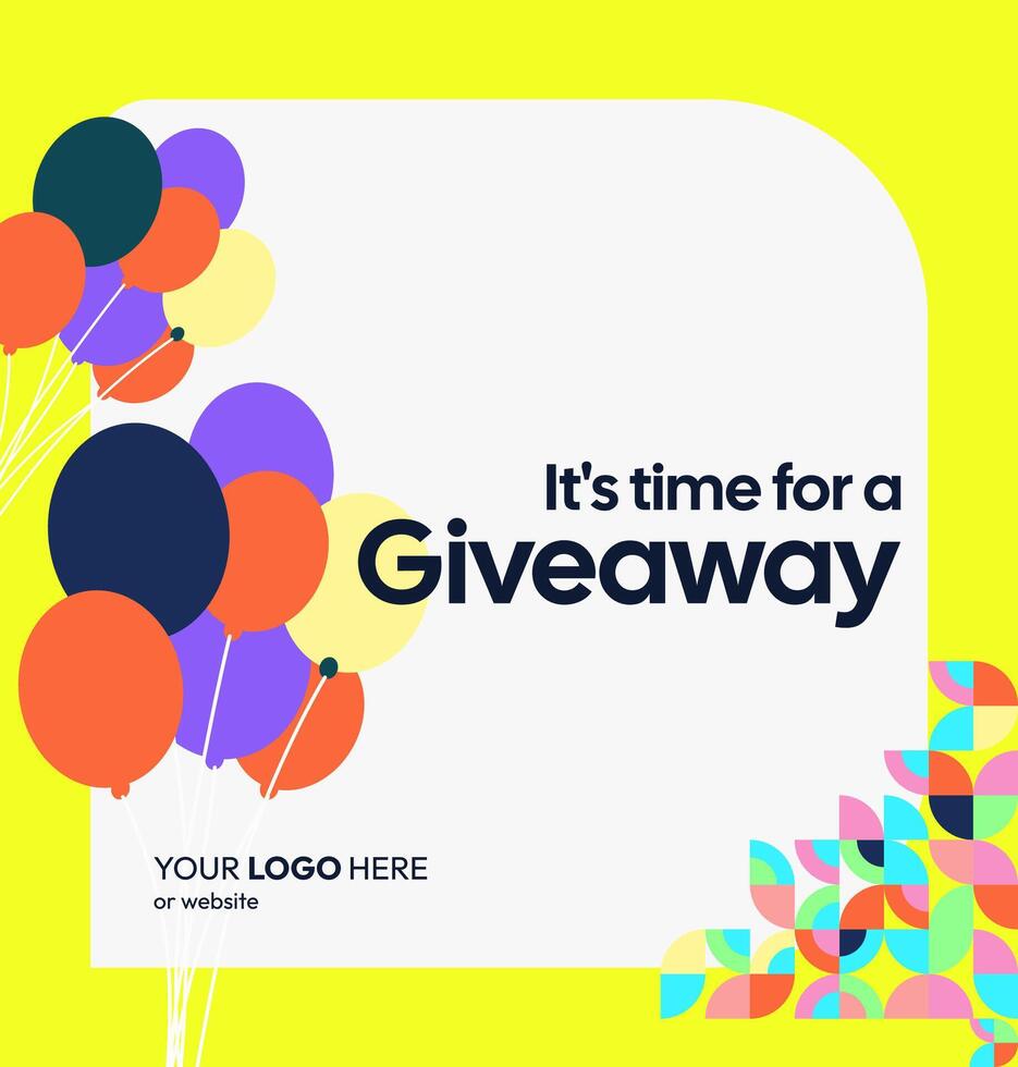 Boost your brand credibility with formal visuals themed around giveaway winner announcements. Clean geometric composition and professional colors. Formal visuals for giveaway announcements. vector