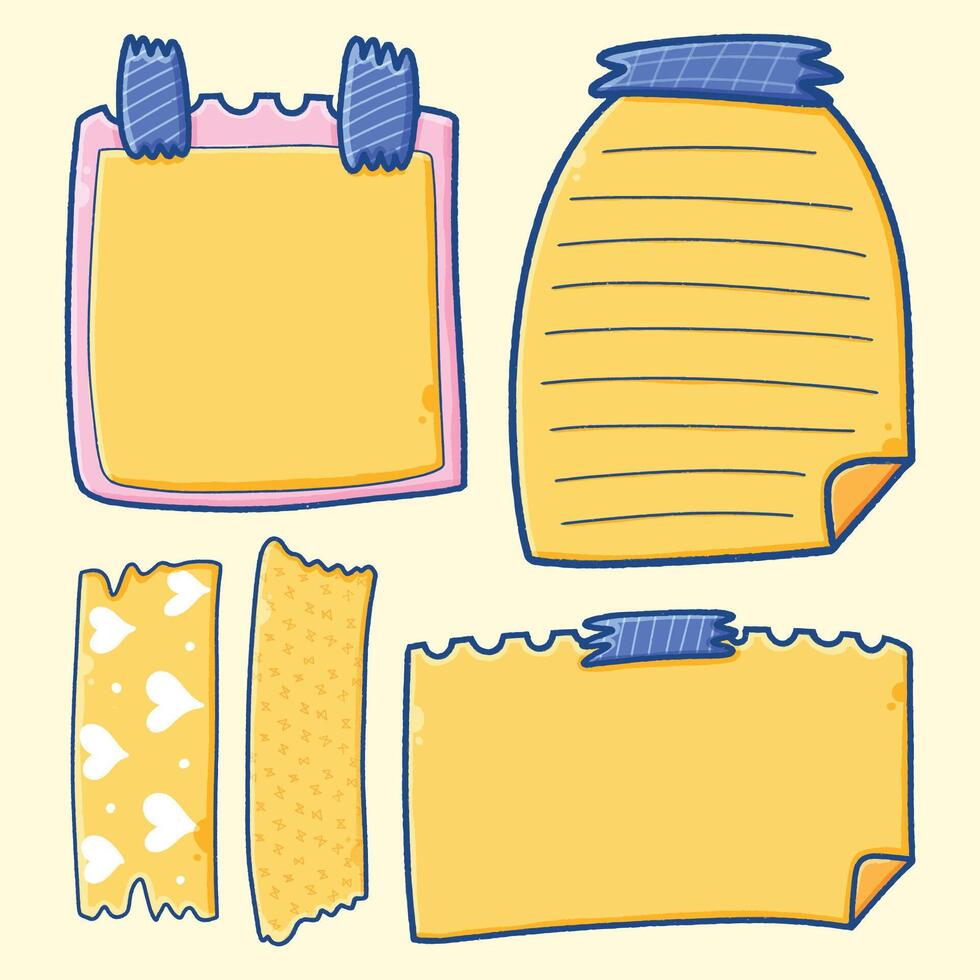Handdrawn Note Paper and Tape Illustration vector