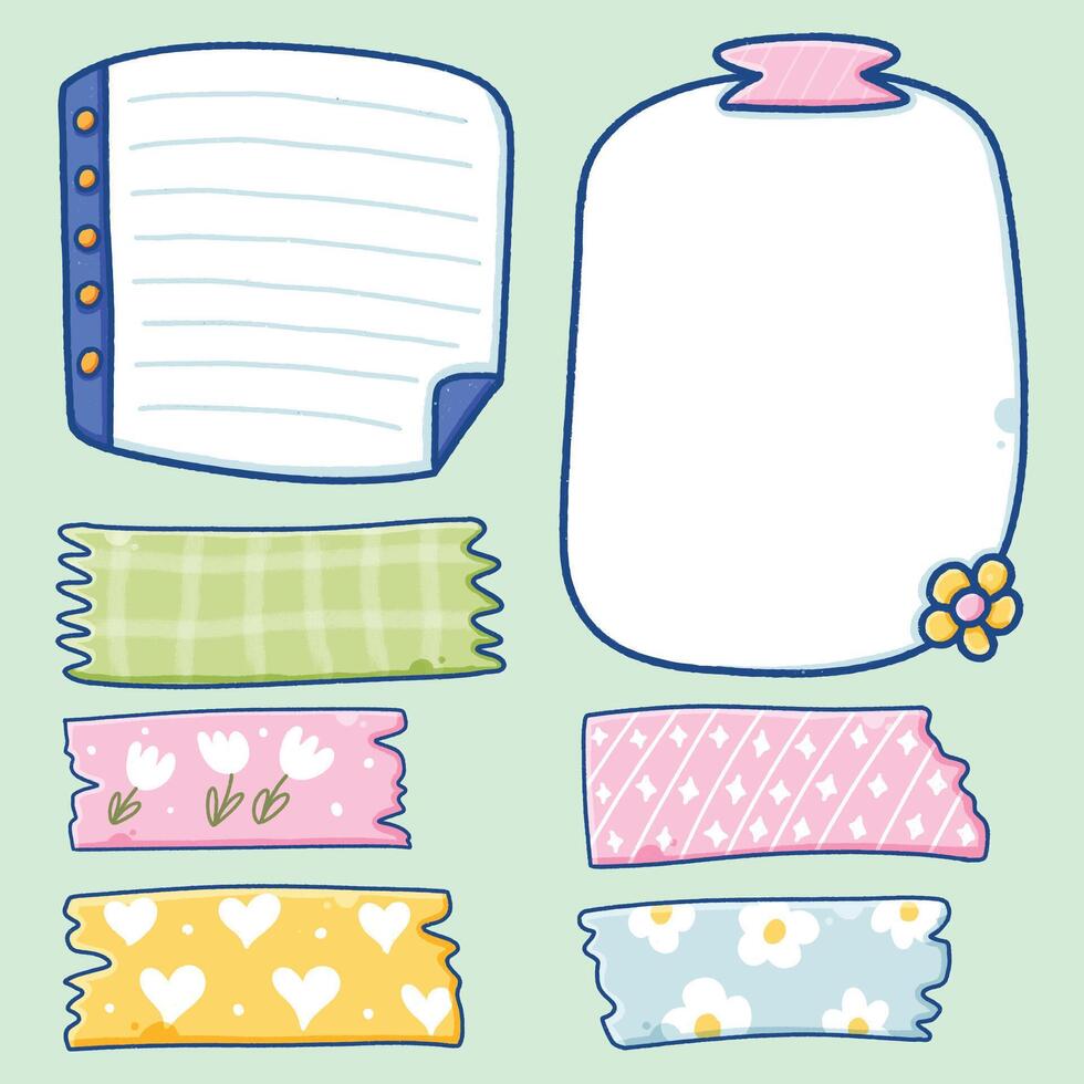 Scrapbook Memo Notes with Washi Tape Illustration vector