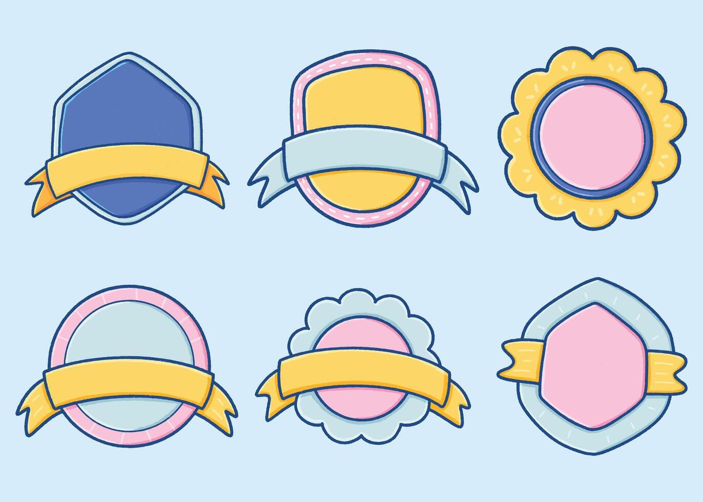 Blank Collection of Cartoon Style Badges and Ribbons vector