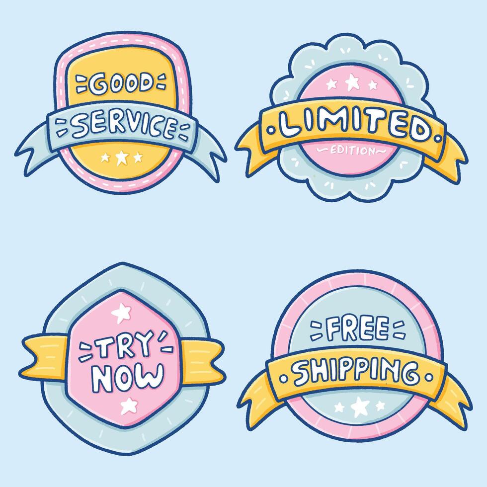 Cute Collection of Cartoon Promotion Badges and Ribbons vector