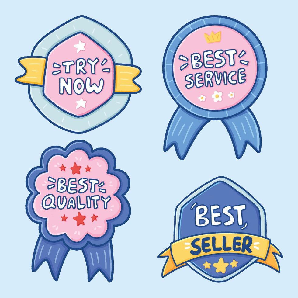 Cute Collection of Cartoon Style Badges and Ribbons vector