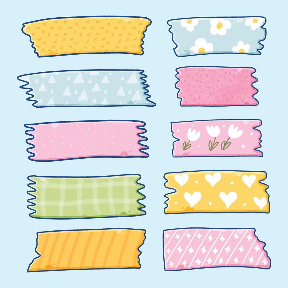 Collection of Decorative Washi Tape Illustrations vector