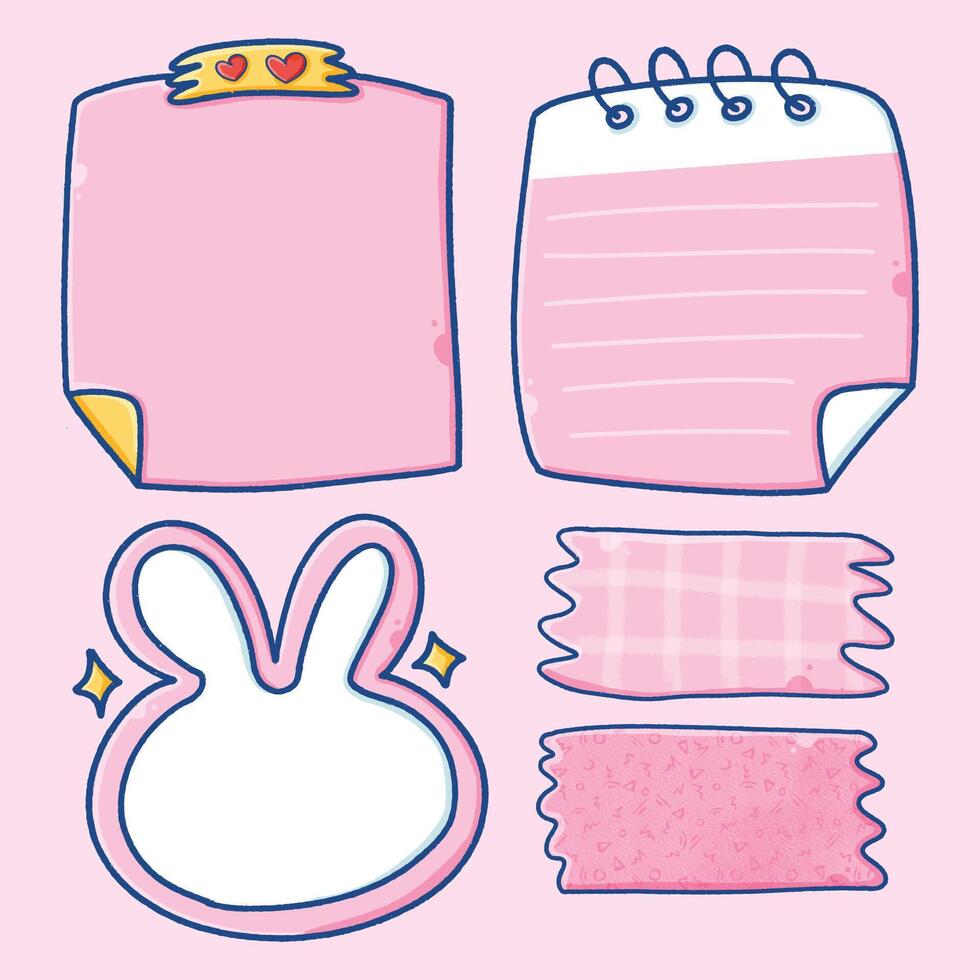 Cute Pink Memo and Washi Tape Illustration vector