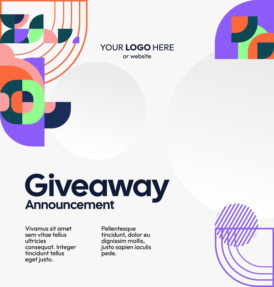 A corporate-themed square template for giveaway announcements. The clean shapes and formal tones add credibility to your digital promotions. A corporate look for giveaway content vector