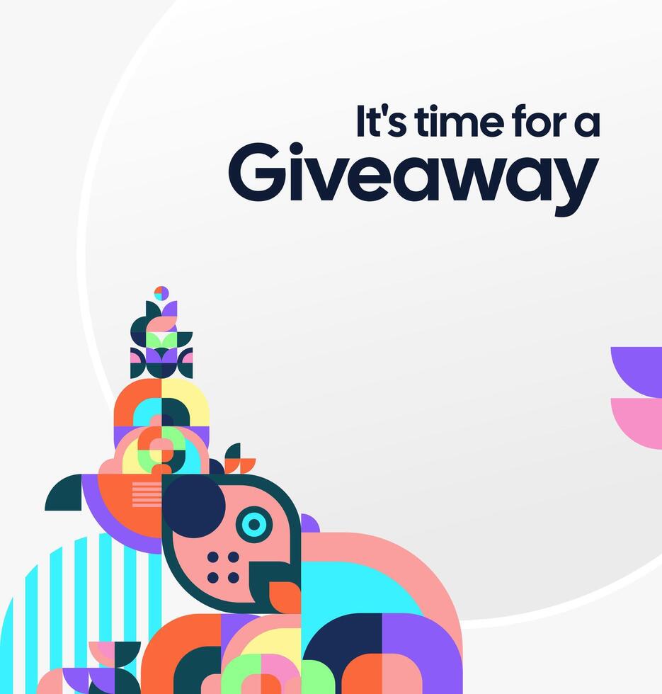 A playful design with geometric ornaments for a fun giveaway announcement that grabs attention at first glance. A cheerful template for a fun giveaway vector