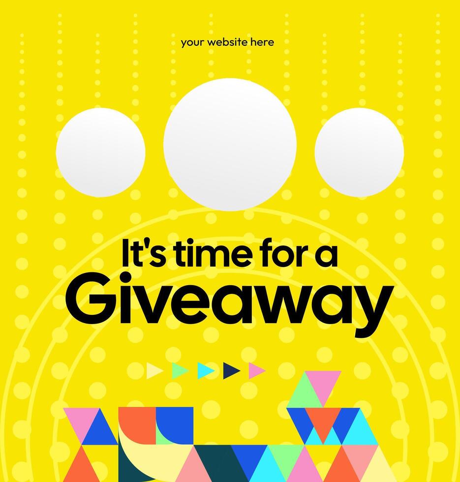 A social media template with a giveaway announcement theme, featuring geometric textures that feel like a modern and experimental digital collage vector