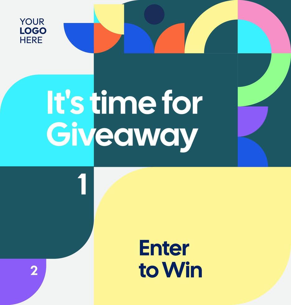 Bold and colorful giveaway winner post design. Perfect for influencers and small businesses on social media or online store vector
