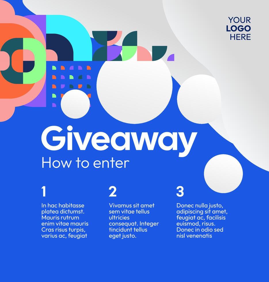 Social media giveaway winner reveal post template in playful, colorful style. Good for marketing engagement vector