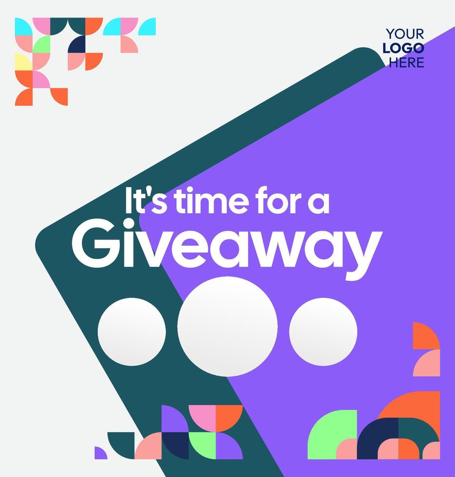 Cheerful giveaway winner announcement template with modern styling. Great for social campaigns and contest results vector