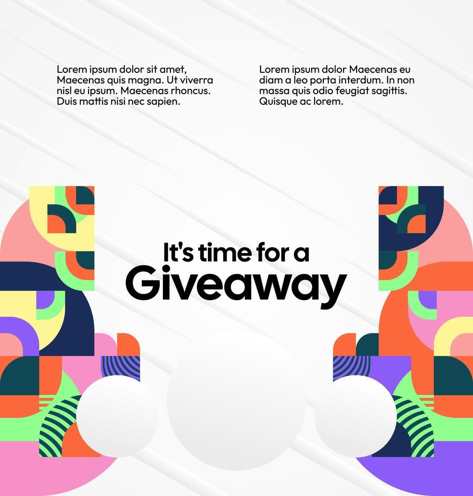 Giveaway winner announcement design with futuristic geometric feel and bold colors, ideal for branding and giveaway promotion. Futuristic giveaway winner design. vector